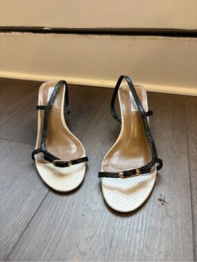 Tony Bianco Black and White Strappy Slingback Heels